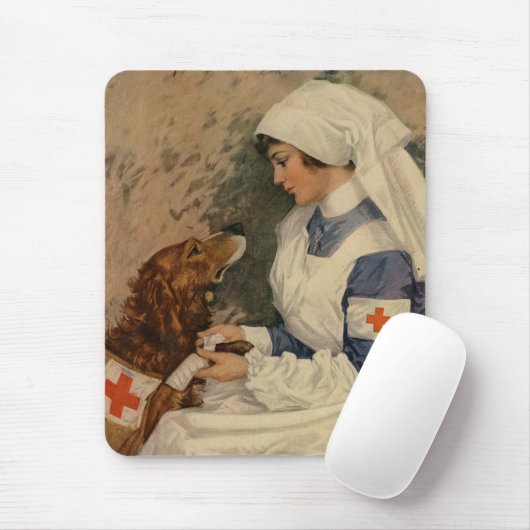 Krankenschwester mit goldenem Retriever 1917 Mousepad (Mit Mouse)