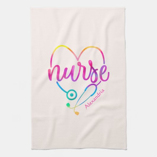 "Krankenschwester" mit Herz-Shaped Stethoscope Geschirrtuch (Vertikal)
