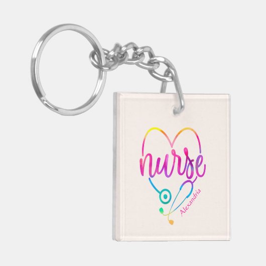 "Krankenschwester" mit Herz-Shaped Stethoscope Schlüsselanhänger (Vorderseite links)