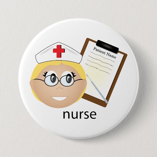 Krankenschwester mit medizinischer Zwischenablage  Button (Vorderseite)