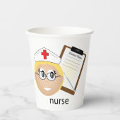 Krankenschwester mit medizinischer Zwischenablage Pappbecher (Vorderseite)