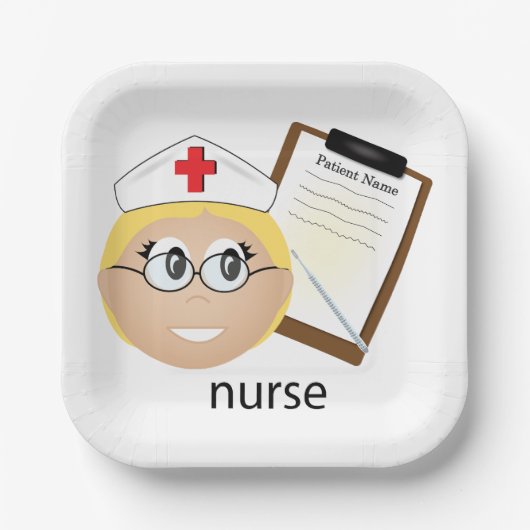 Krankenschwester mit medizinischer Zwischenablage Pappteller (Vorderseite)