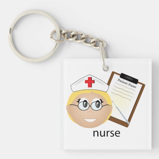 Krankenschwester mit medizinischer Zwischenablage Schlüsselanhänger (Vorderseite)
