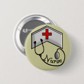 Krankenschwester mit PRÄGEARTIGER KAPPE u. Button (Vorne & Hinten)