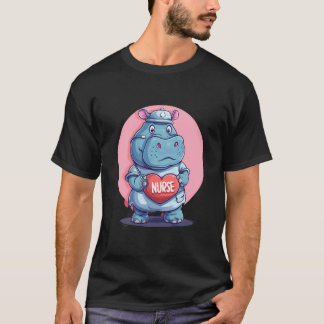 Krankenschwester Nilpferd Stethoskop Krankenschwes T-Shirt