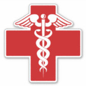 Krankenschwester oder Ärztin Caduceus Cross Aufkleber (Vorderseite)
