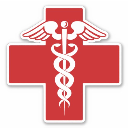 Krankenschwester oder Ärztin Caduceus Cross Aufkleber (Vorderseite)