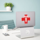 Krankenschwester oder Ärztin Caduceus Cross Aufkleber (Laptop auf Schreibtisch)