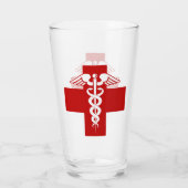 Krankenschwester oder Ärztin Caduceus Cross Glas (Rückseite)