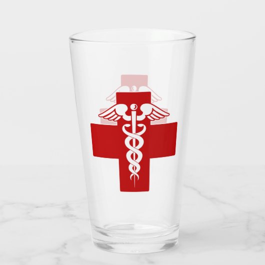 Krankenschwester oder Ärztin Caduceus Cross Glas (Rückseite)