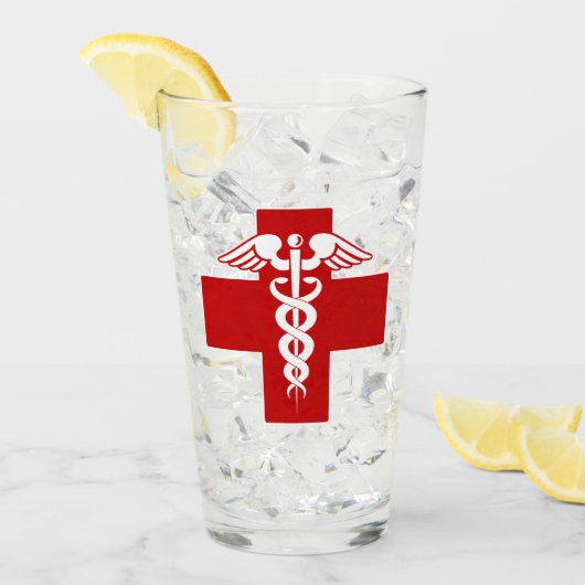 Krankenschwester oder Ärztin Caduceus Cross Glas (Vorderseite Ice)