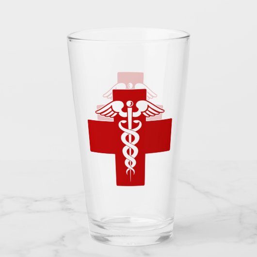 Krankenschwester oder Ärztin Caduceus Cross Glas (Vorderseite)