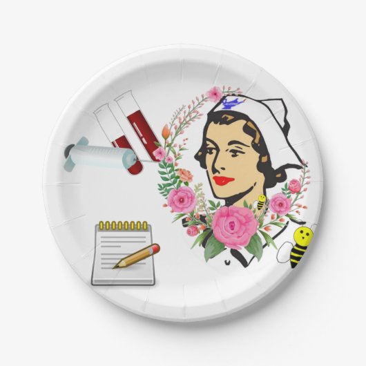 Krankenschwester Papierplatten Pappteller (Vorderseite)