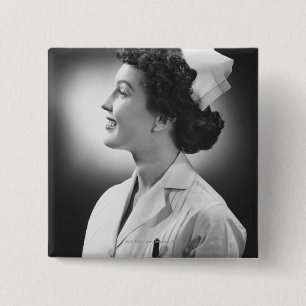Krankenschwester posierend button