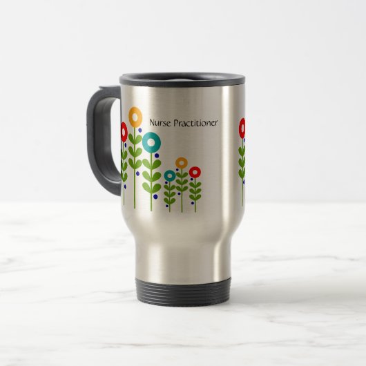 Krankenschwester-Praktiker-Reise-Tasse mit Blumen Reisebecher (Vorderseite Links)