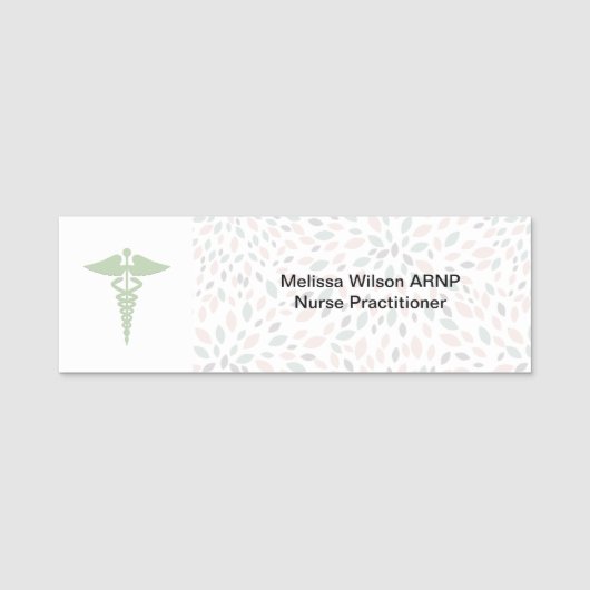 Krankenschwester-Praktikercaduceus-stilvolles Namensschild (Vorderseite)