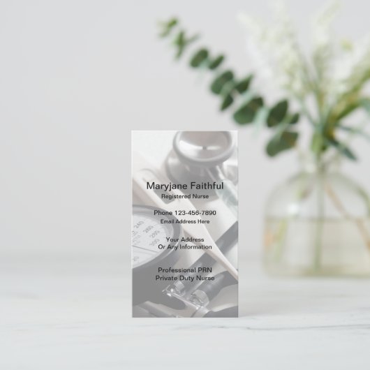Krankenschwester-private Aufgabe Visitenkarte (Stehend Vorderseite)