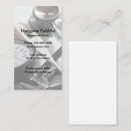 Krankenschwester-private Aufgabe Visitenkarte (Vorne/Hinten)