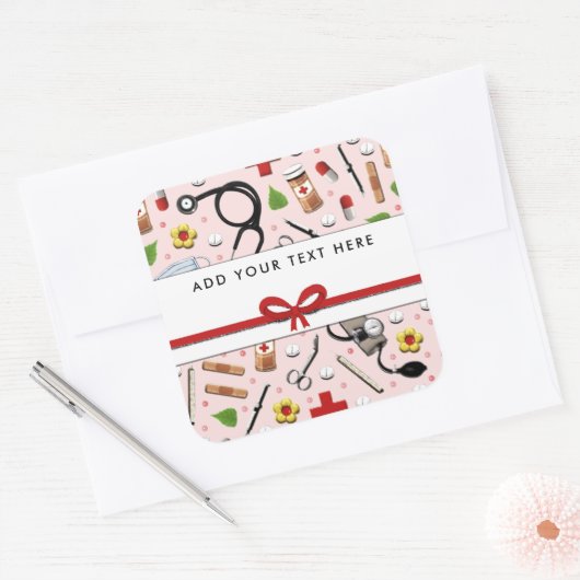 Krankenschwester Quadratischer Aufkleber (Umschlag)