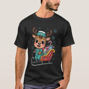 Krankenschwester Rentier Weihnachten Süß Medizin F T-Shirt