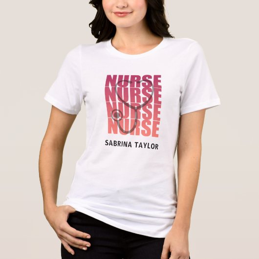 Krankenschwester Repeat Stethoskop RN Tri-Blend Shirt (Vorderseite)