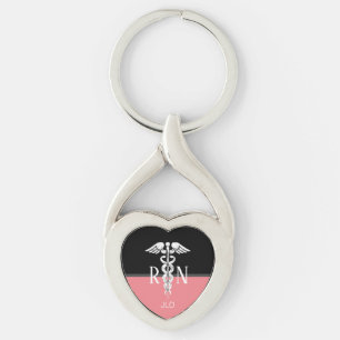 Krankenschwester RNcaduceus-medizinische silberne Schlüsselanhänger