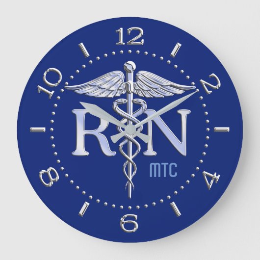 Krankenschwester RNcaduceus-Monogramm-Skala-Art Große Wanduhr (Vorderseite)