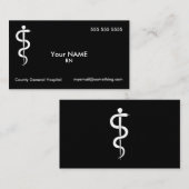 Krankenschwester Rod von Asclepius Black Visitenkarte (Vorne/Hinten)