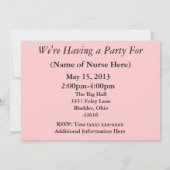 Krankenschwester-Ruhestands-Party Einladungs-rosa Einladung (Rückseite)
