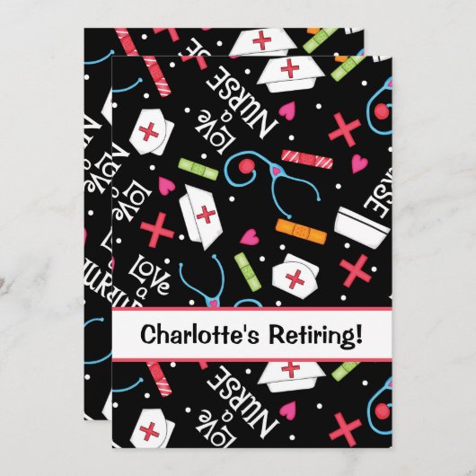 Krankenschwester-Ruhestands-Party-Feier Einladung (Vorne/Hinten)