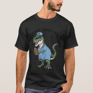 Krankenschwester Saurus Rex Rosa Blumen-Dino T-Shirt