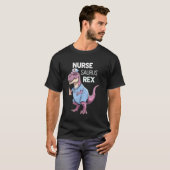 Krankenschwester Saurus Rex Rosa Blumen-Dino T-Shirt (Vorne ganz)