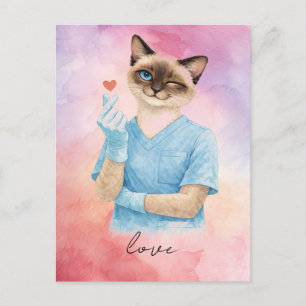 Krankenschwester sendet Mini-Herz mit Liebe Postkarte