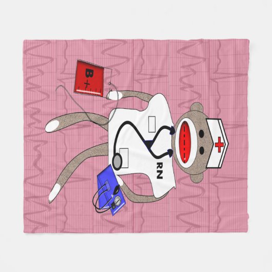 Krankenschwester-Socken-Affe-Fleece-Decken-Rosa Fleecedecke (Vorderseite (Horizontal))