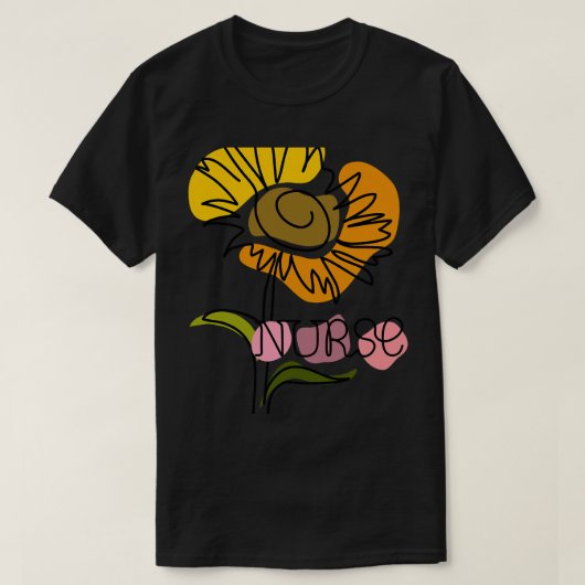 Krankenschwester Sonnenblume Boho One Line Zeichne T-Shirt (Design vorne)
