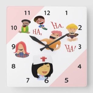 Krankenschwester Spaß lacht Klinik Wall Clock Quadratische Wanduhr