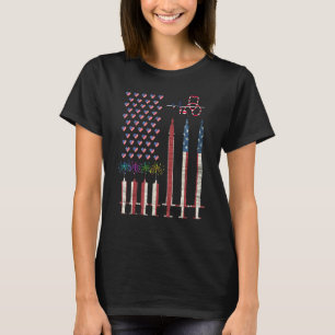 Krankenschwester Spritze 4. Juli Herzen Wir Flagge T-Shirt