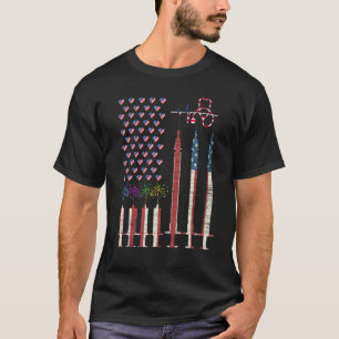Krankenschwester Spritze 4. Juli Herzen Wir Flagge T-Shirt