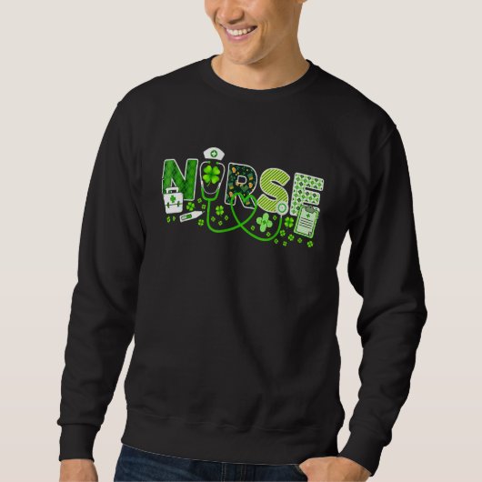 Krankenschwester St. Patrick's Day Glückliche Kran Sweatshirt (Vorderseite)