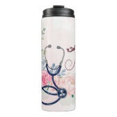 Krankenschwester Stethoskop Blumen-Appreciation-De Thermosbecher (Vorderseite)