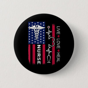 Krankenschwester Stethoskop Herzschlag Amerikanisc Button