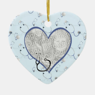 Krankenschwester Stethoskop Weihnachten Herz Foto Keramikornament