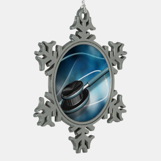 Krankenschwester-Stethoskope Schneeflocken Zinn-Ornament (Links)