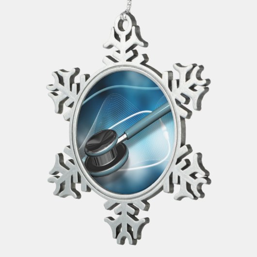 Krankenschwester-Stethoskope Schneeflocken Zinn-Ornament (Rechts)