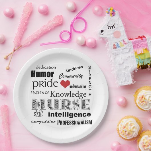 Krankenschwester Stolz-Attribute+Rotes Herz Pappteller (Party)
