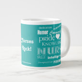 Krankenschwester Stolz-Attribute/Türkis Jumbo-Tasse (Vorderseite Rechts)