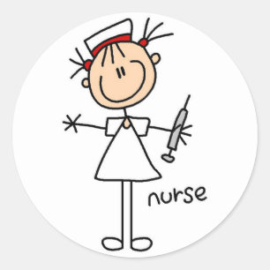 Krankenschwester-Strichmännchen-Aufkleber Runder Aufkleber
