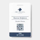 Krankenschwester Student Praktikant QR Code Foto Ausweis (Rückseite)