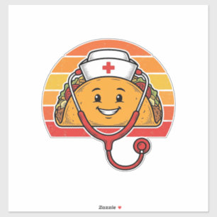 Krankenschwester Taco Retro Vintage Gravur Design_ Aufkleber