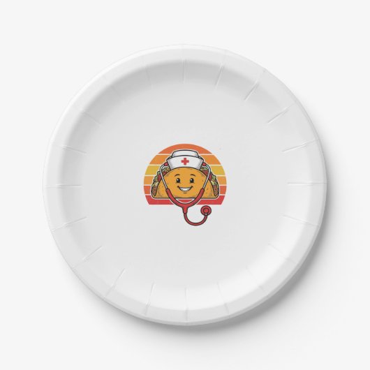 Krankenschwester Taco Retro Vintage Gravur Design_ Pappteller (Vorderseite)